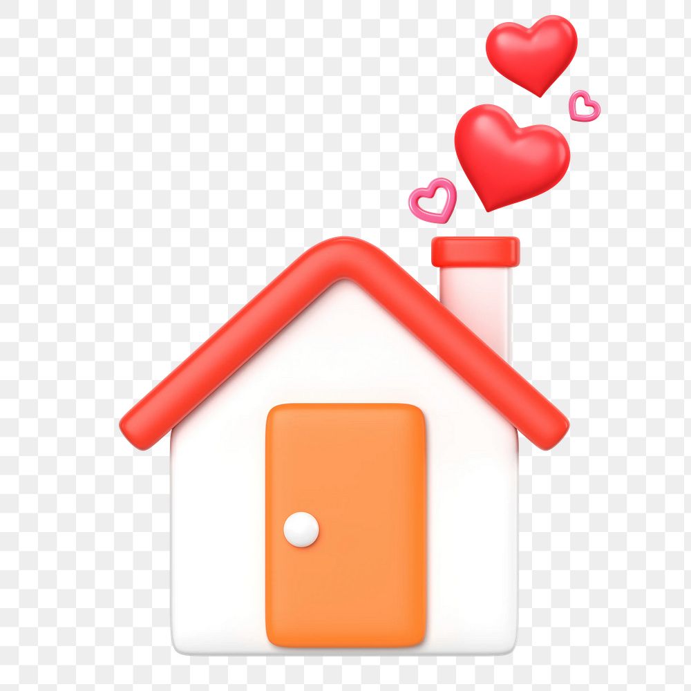 Loving home png, 3D house illustration, transparent background