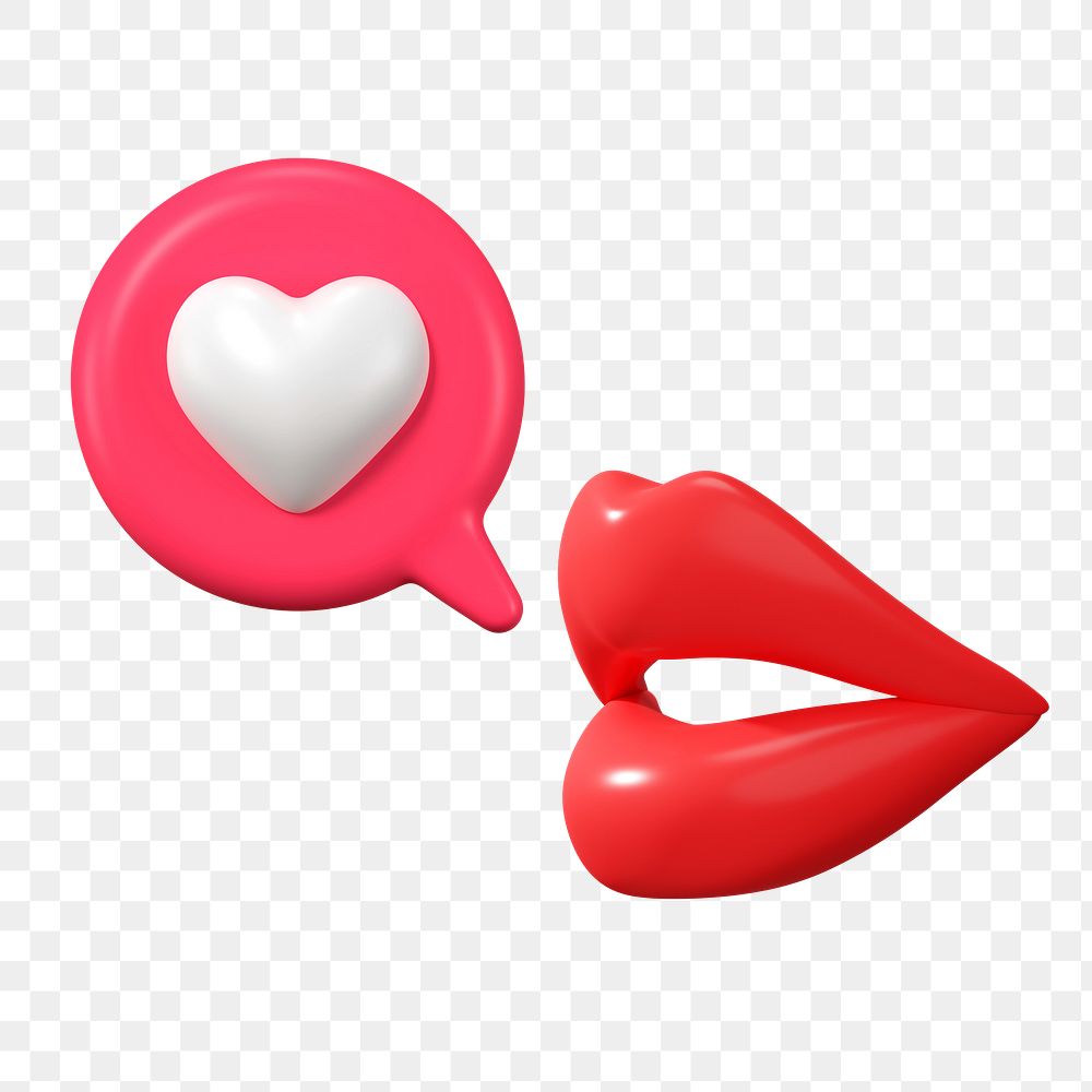 Flirty woman's lips png 3D element, transparent background