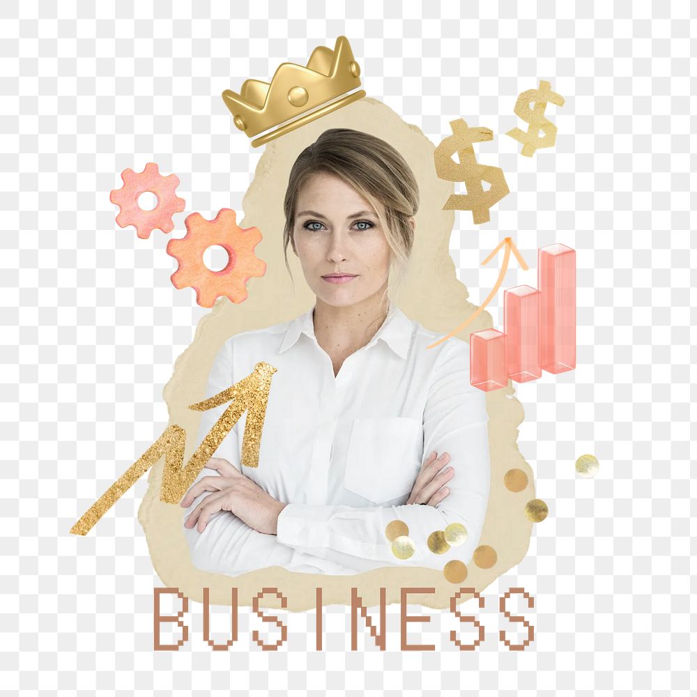 Successful businesswoman png collage element, transparent background