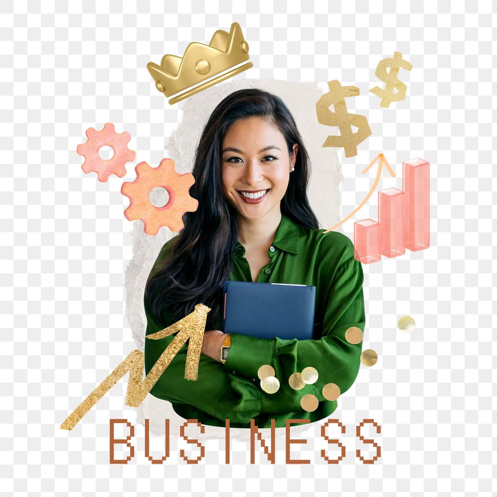 Business woman png collage element, transparent background