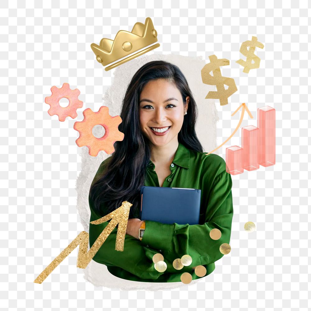 Business woman png collage element, transparent background