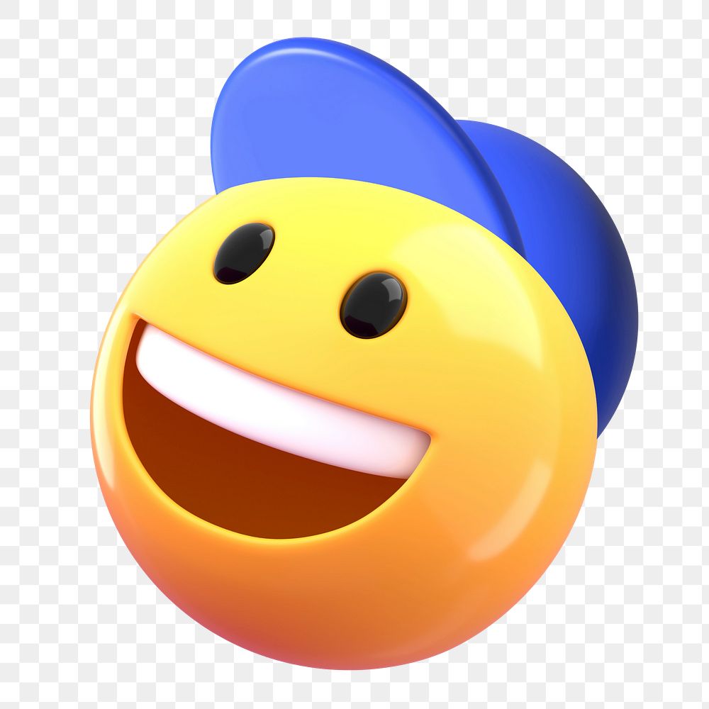 PNG 3D Smiling emoticon, element illustration, transparent background
