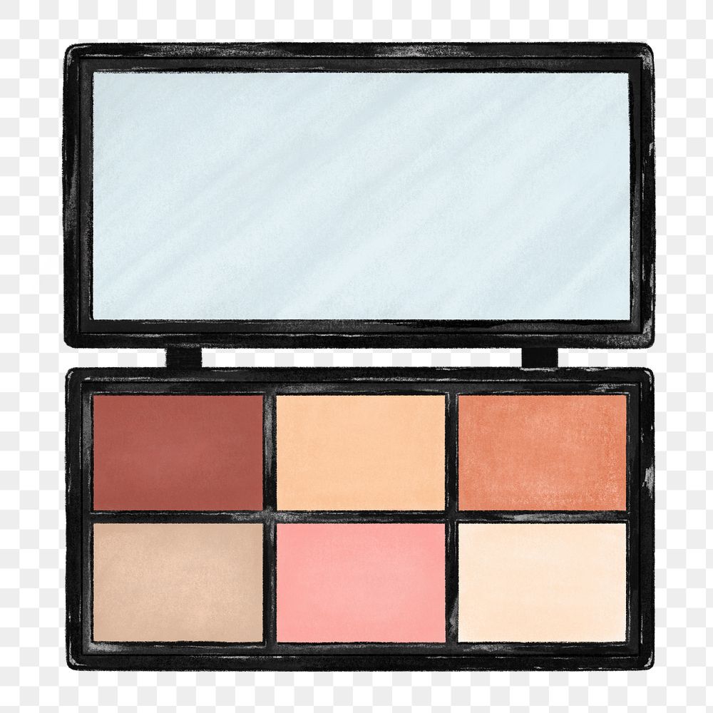 Eyeshadow palette png sticker, makeup illustration, transparent background