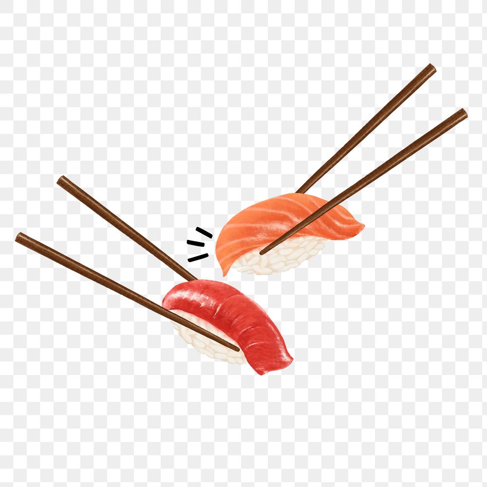 Salmon & tuna sushi png sticker, transparent background