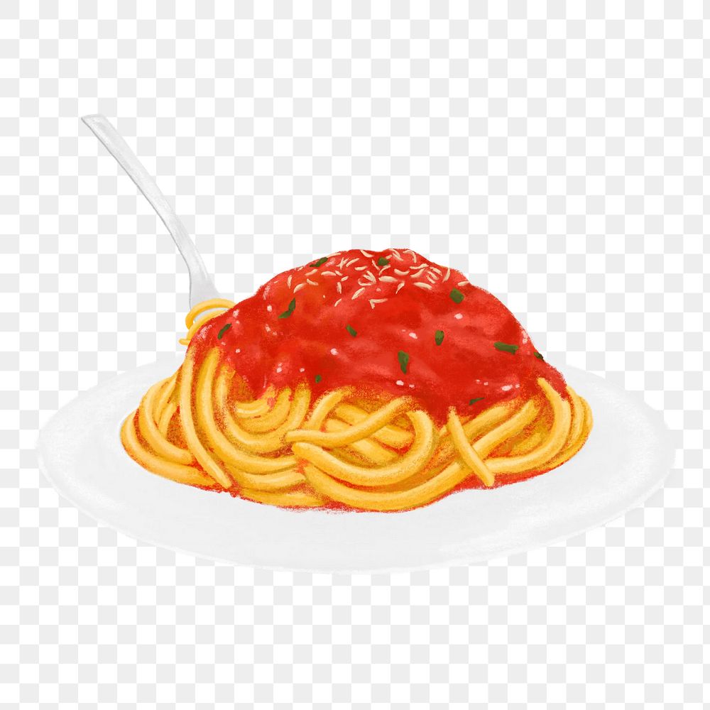 Spaghetti bolognese png sticker, transparent background