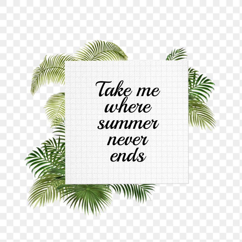 Take me Summer png quote, aesthetic collage art on transparent background