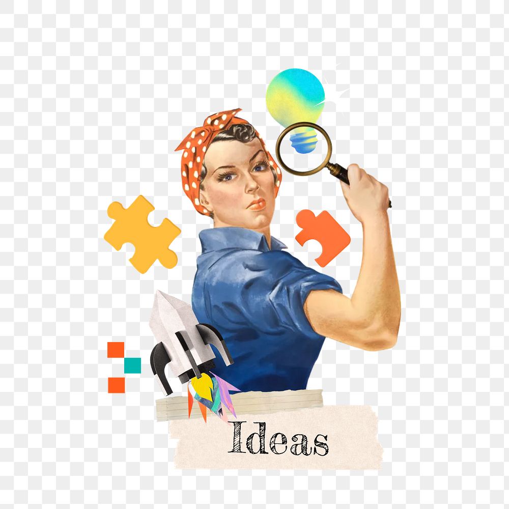 Ideas png word, collage art on transparent background. Remixed by rawpixel.