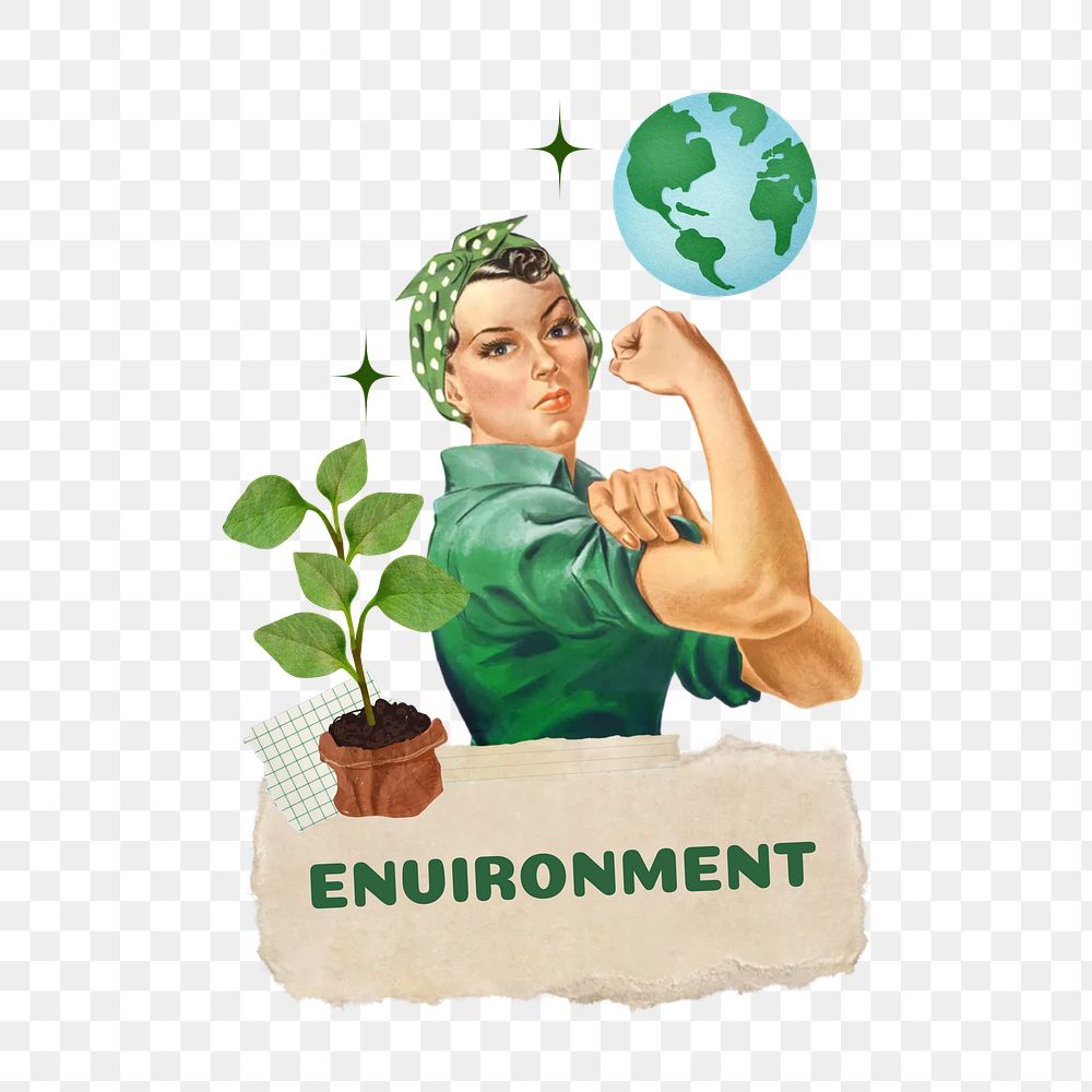 Environment png word, collage art on transparent background. Remixed by rawpixel.
