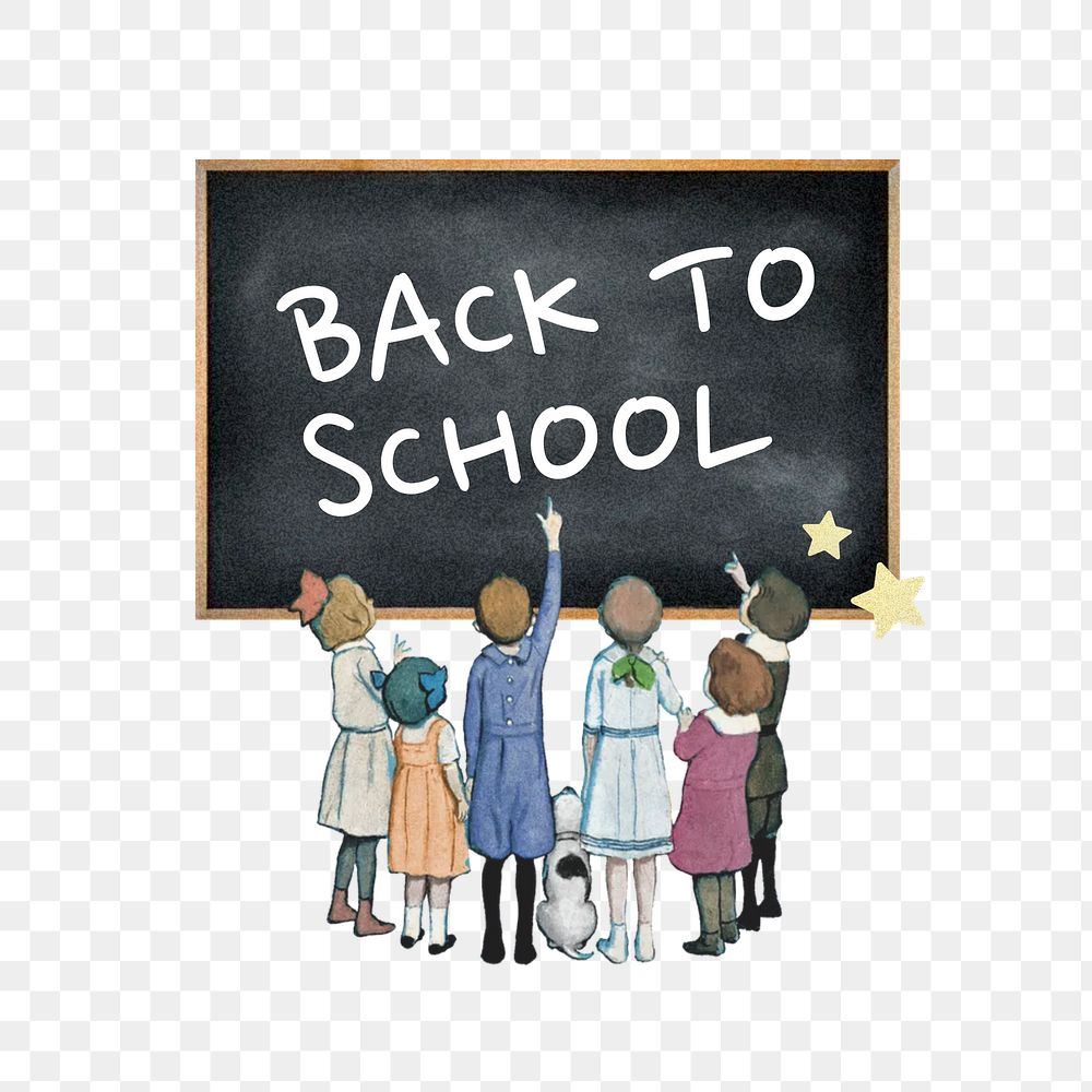 Back to school png word, collage art on transparent background. Remixed by rawpixel.