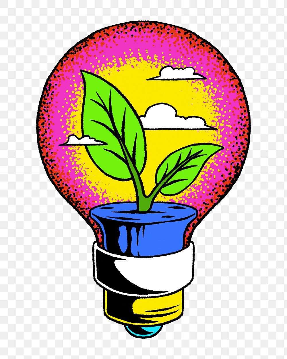 Png neon eco power illustration, transparent background