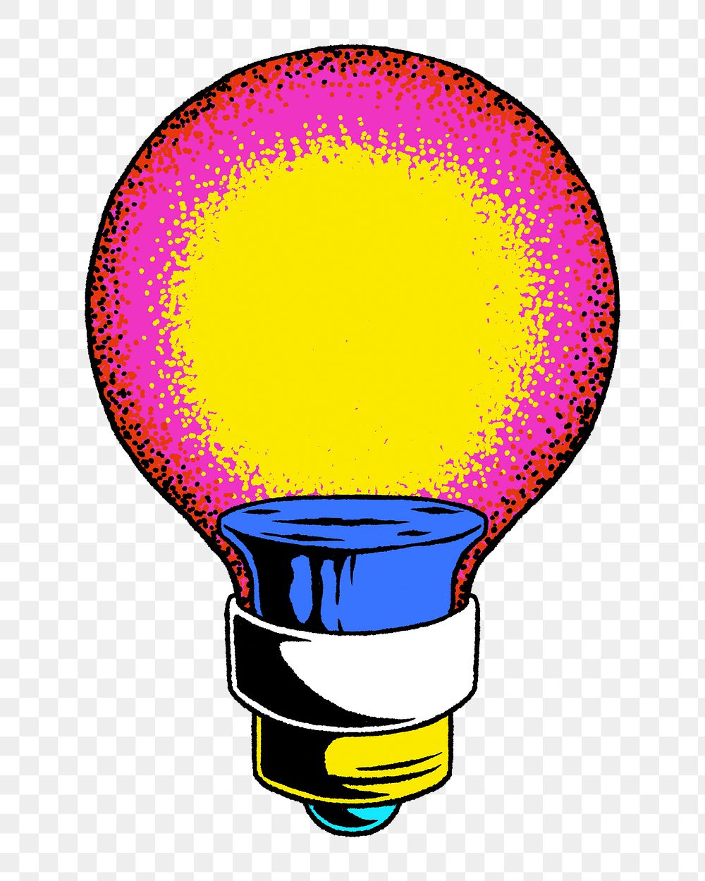 Png neon light bulb illustration, transparent background
