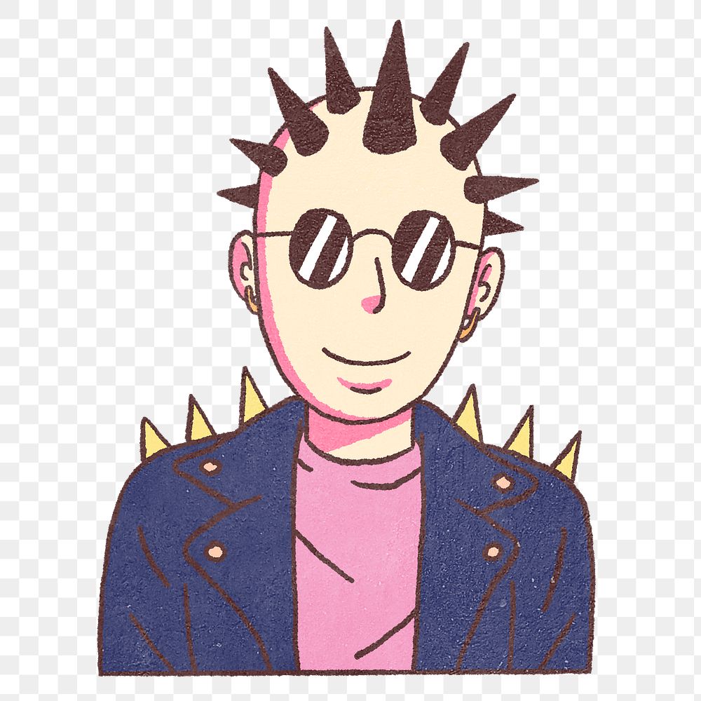 Png punk character  illustration, transparent background