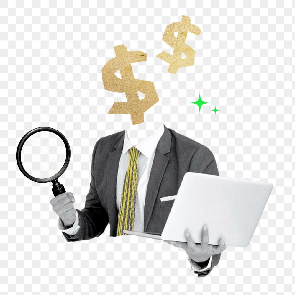 Business auditor png sticker, finance remix on transparent background