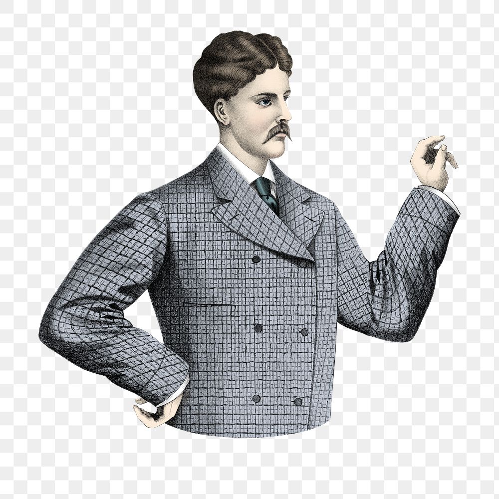 Victorian businessman png, vintage illustration, transparent background