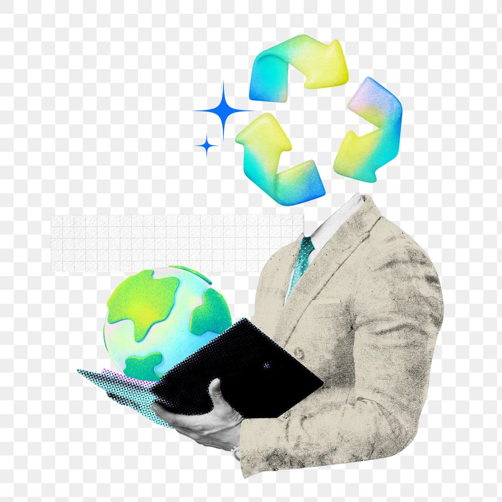 CSR business png environment collage remix, transparent background