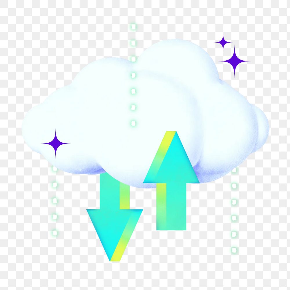 PNG cloud storage, technology collage remix, transparent background