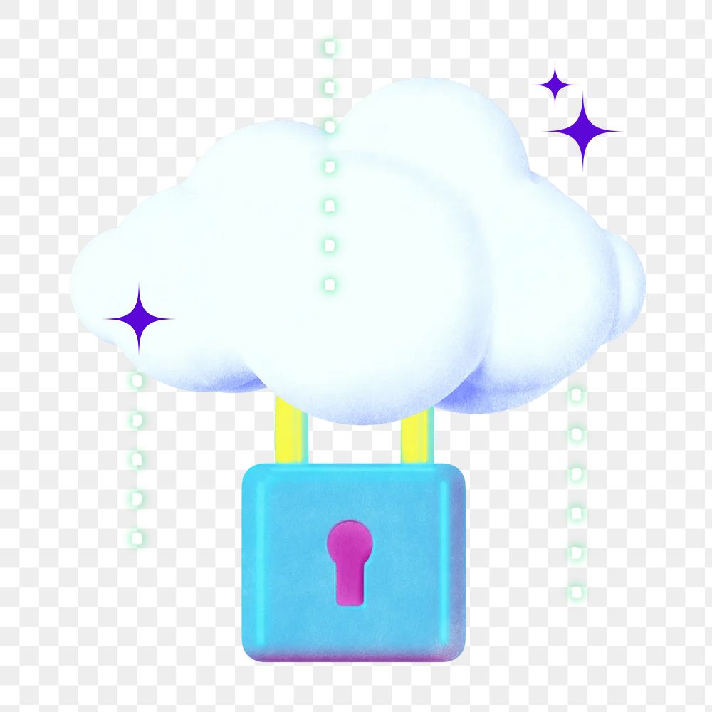 Cloud security png technology collage remix, transparent background