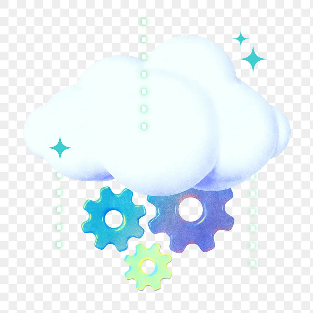 Cloud setting png technology collage remix, transparent background