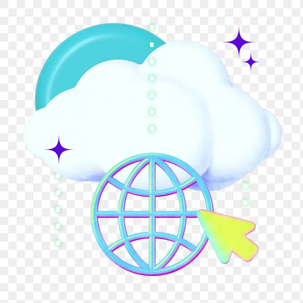 PNG cloud network collage remix, transparent background