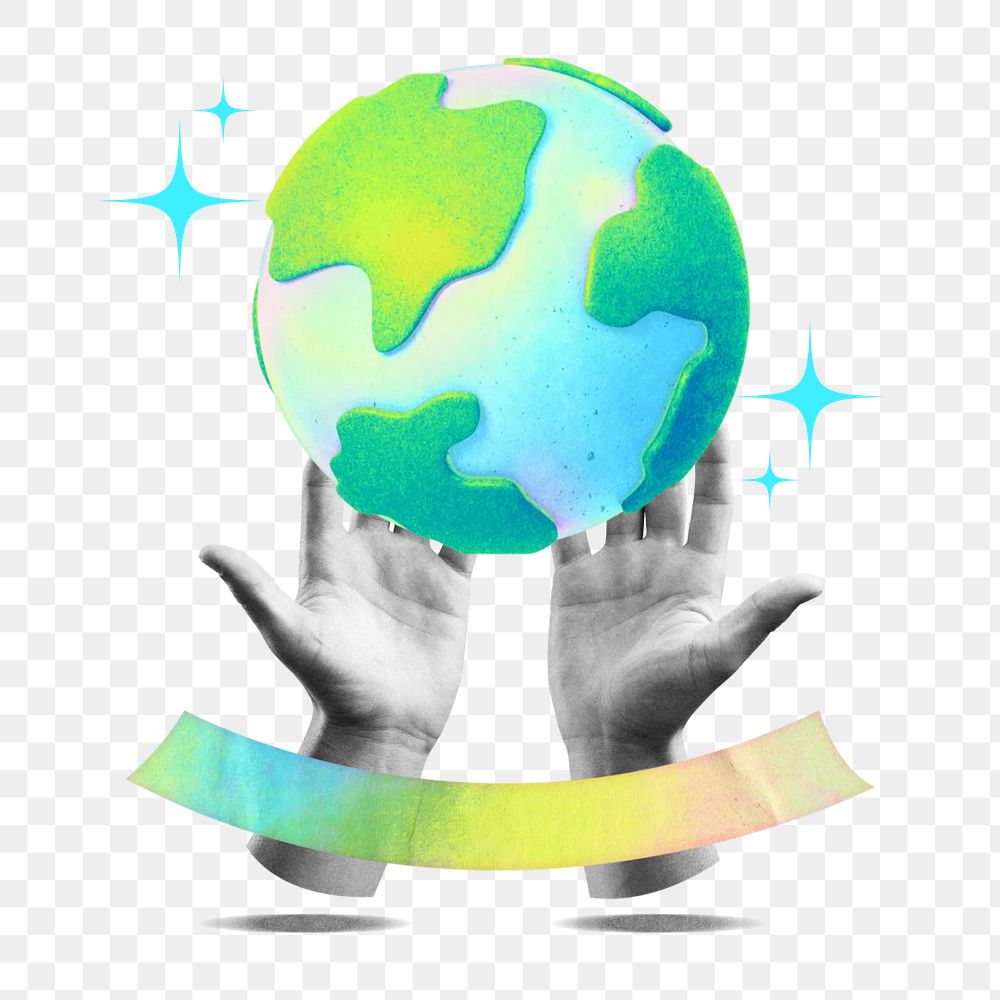 Save Earth png environment collage remix, transparent background