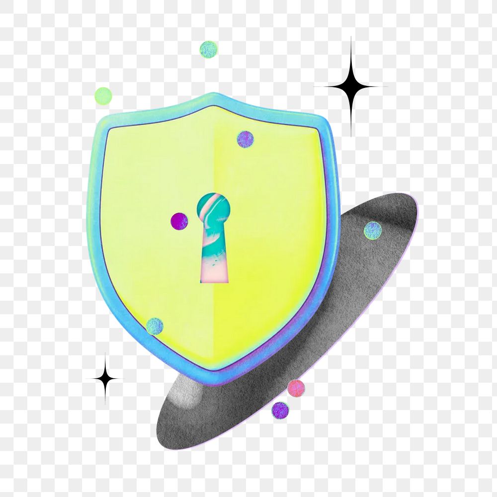 Cyber security png protective shield, transparent background