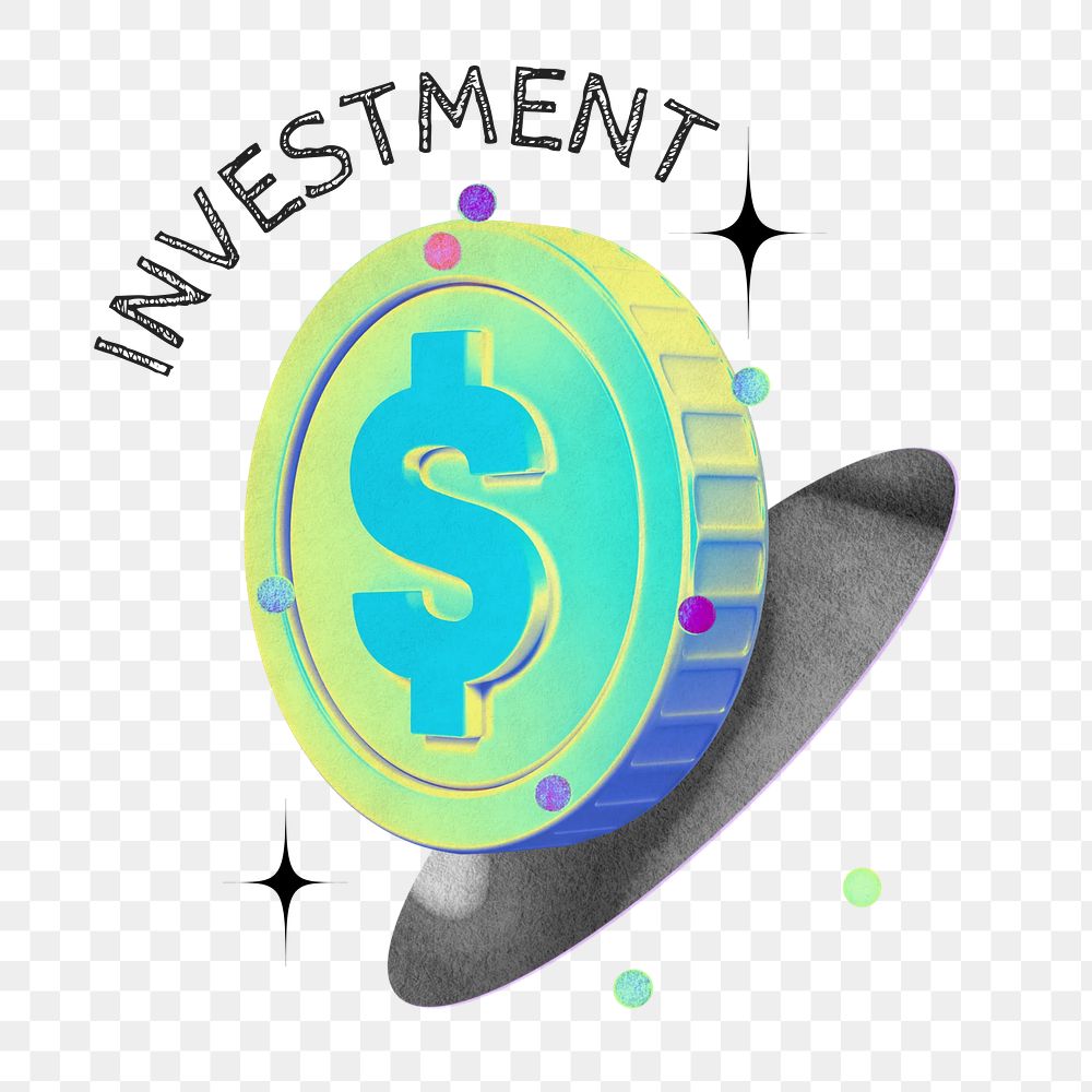 Investment word png financial collage remix, transparent background