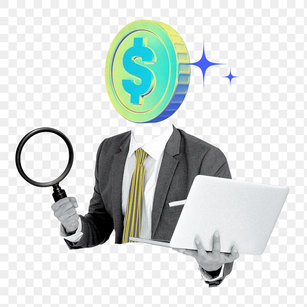 Financial audit service png business collage remix, transparent background