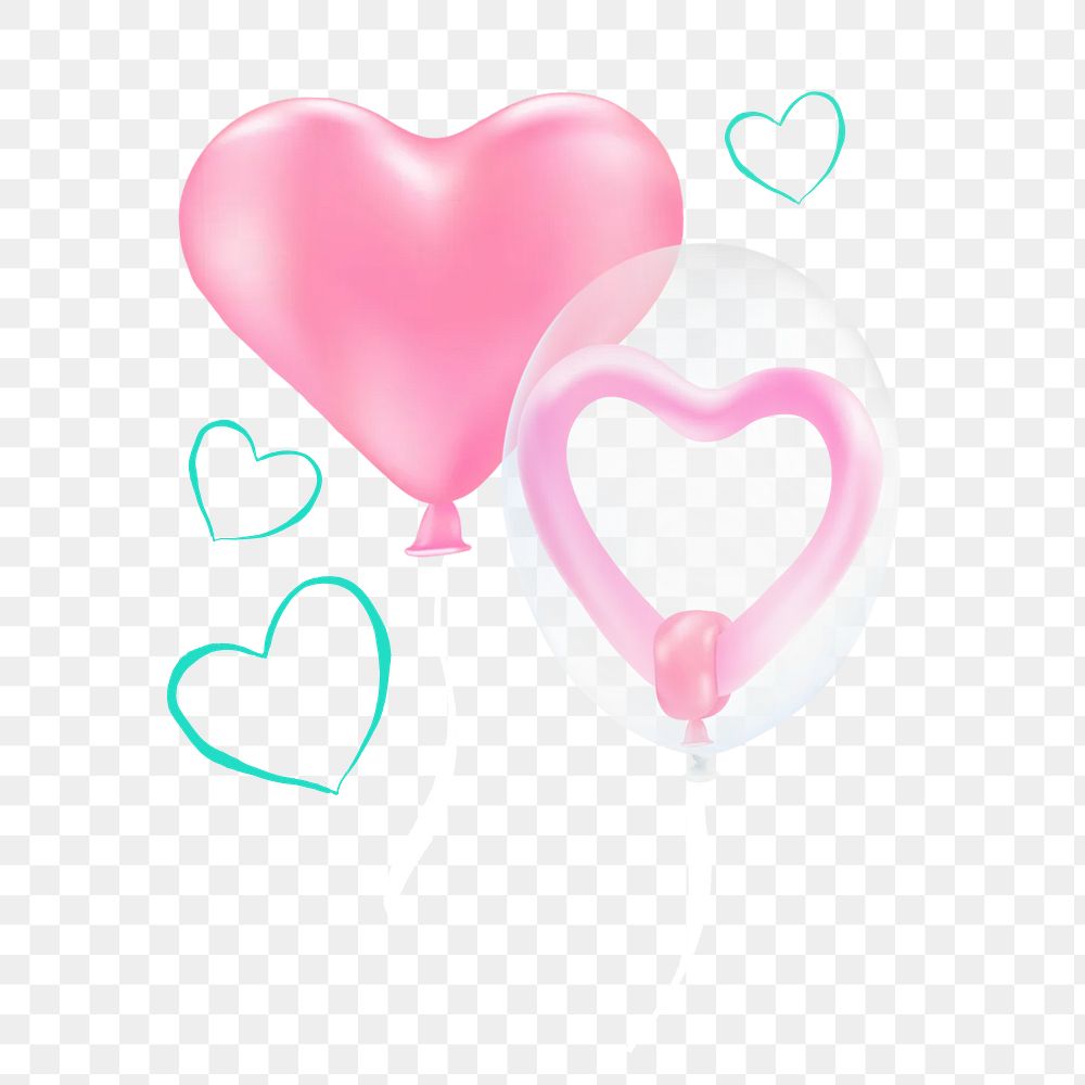 Heart balloons png Valentine's day, transparent background