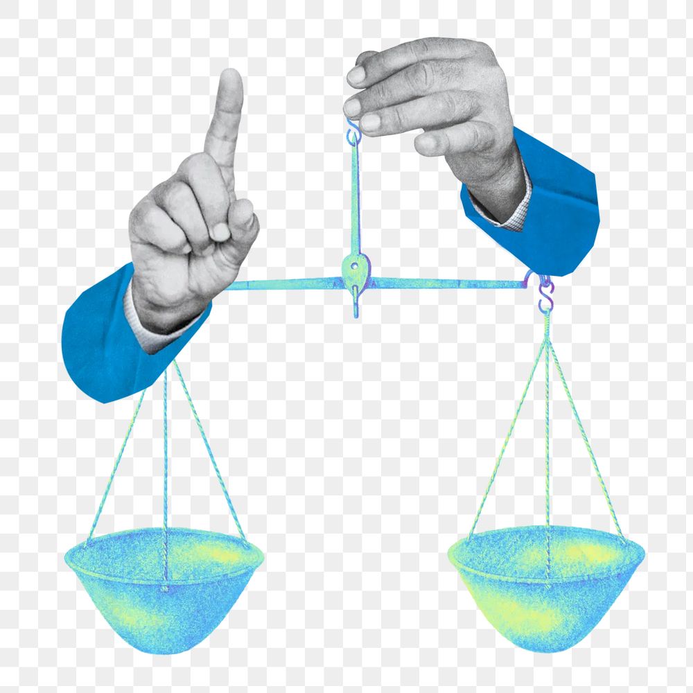 PNG scales of justice, gradient collage remix, transparent background