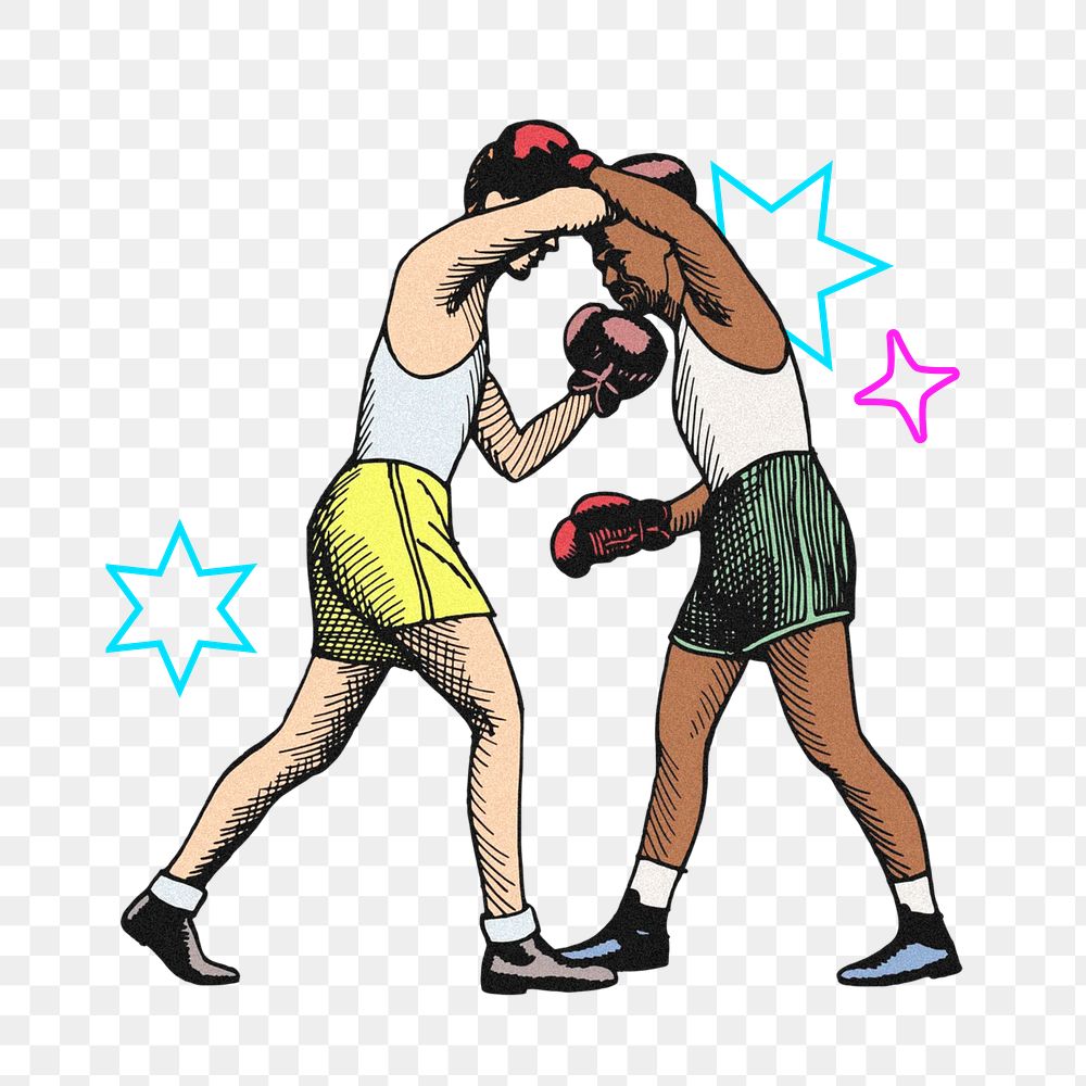 Boxing match png, people & sport illustration, transparent background