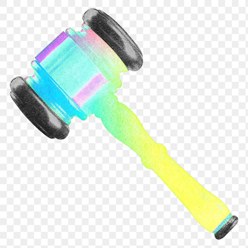 Gradient gavel png law collage remix, transparent background