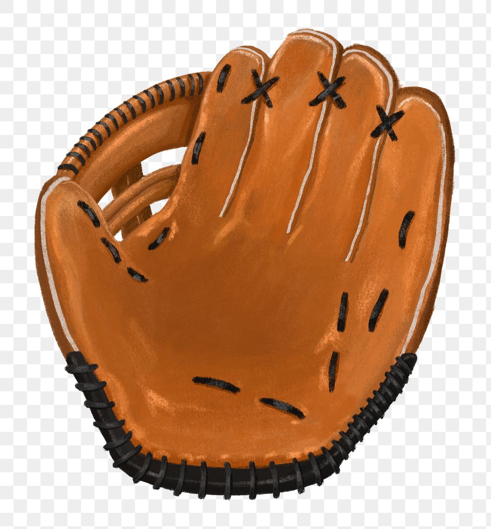 Baseball glove png sticker, sport equipment, transparent background