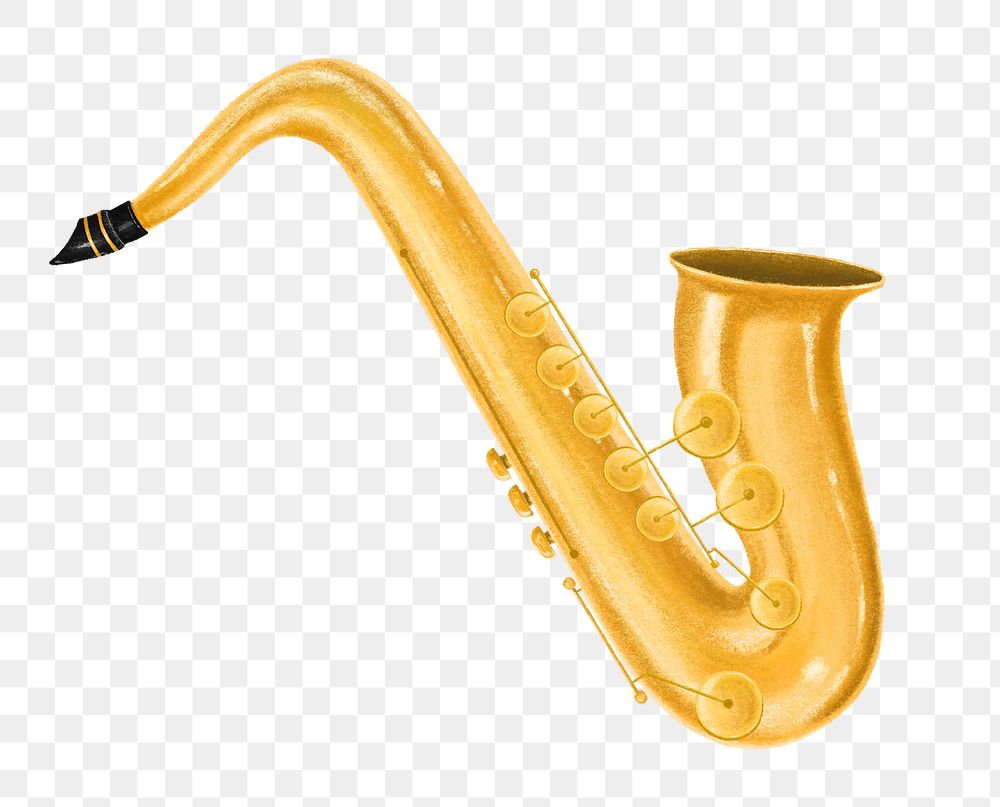 Saxophone png sticker, musical instrument, transparent background