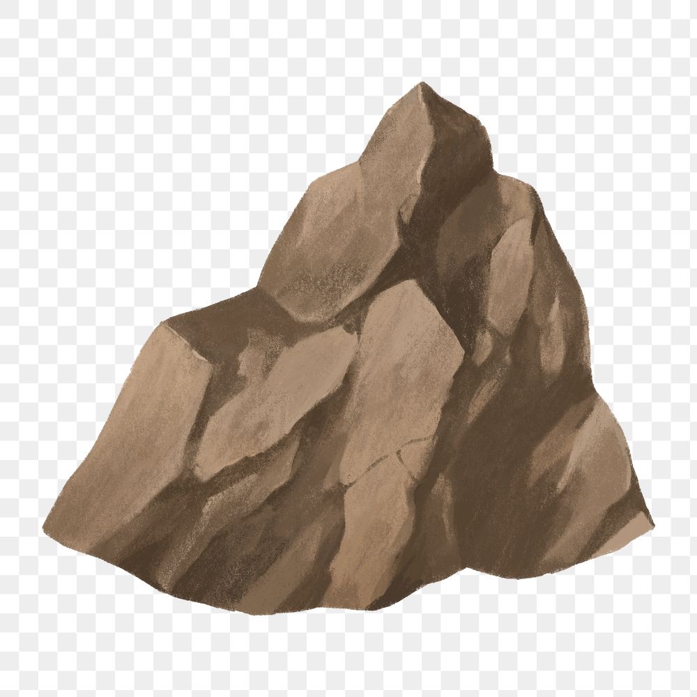 Rock mountain png sticker, nature illustration, transparent background