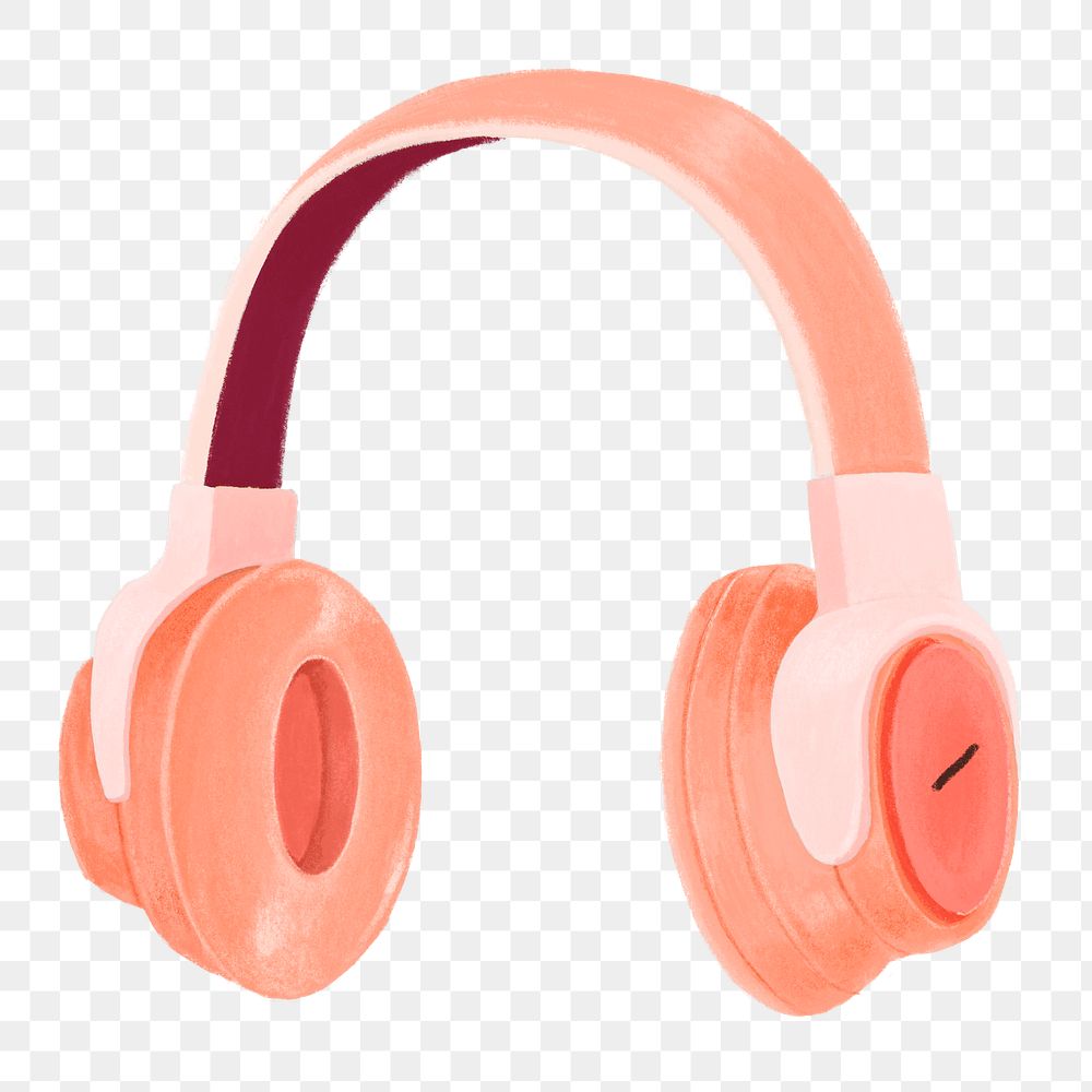 Pink headphones png sticker, music, transparent background