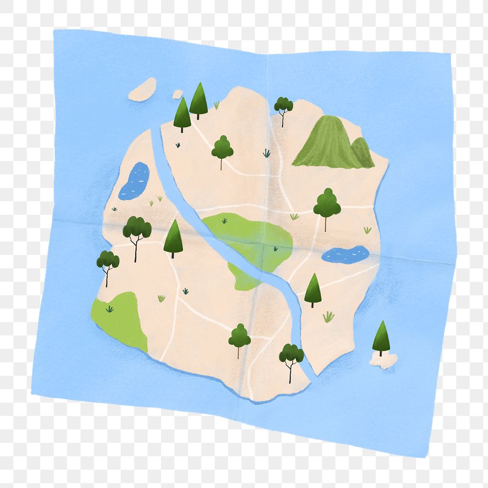 Map png sticker, travel illustration, transparent background