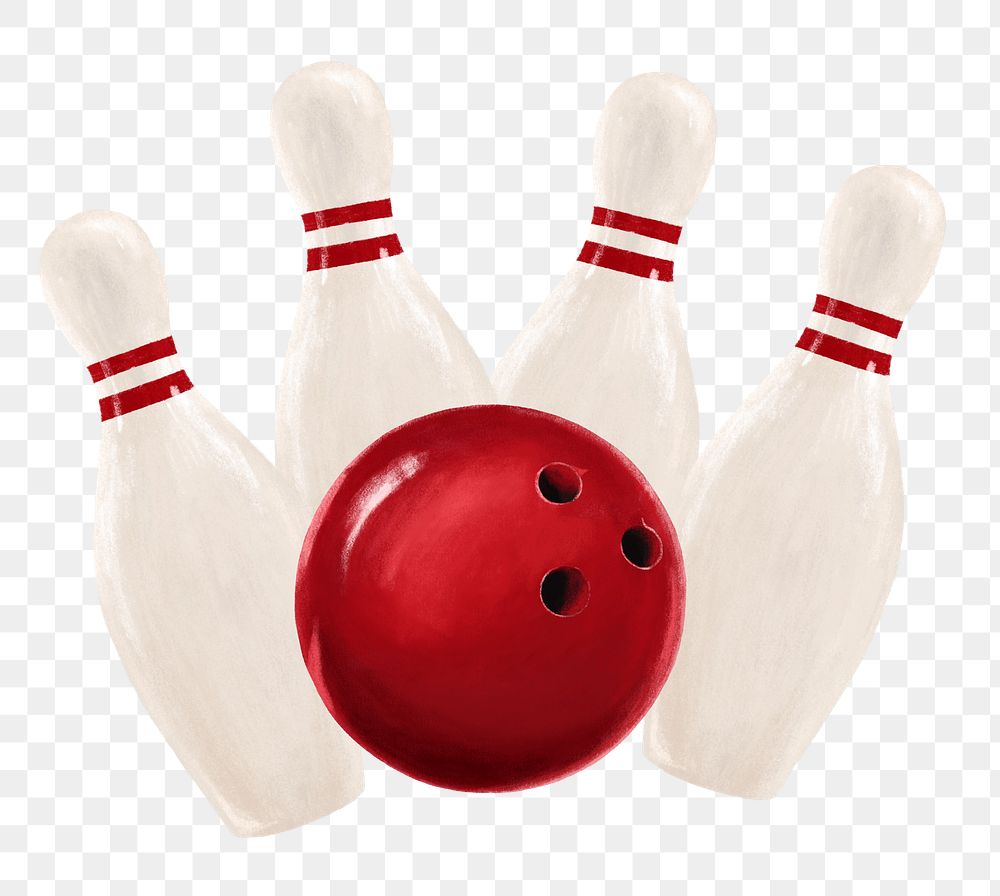 Bowling ball and pin png sticker, sport equipment, transparent background