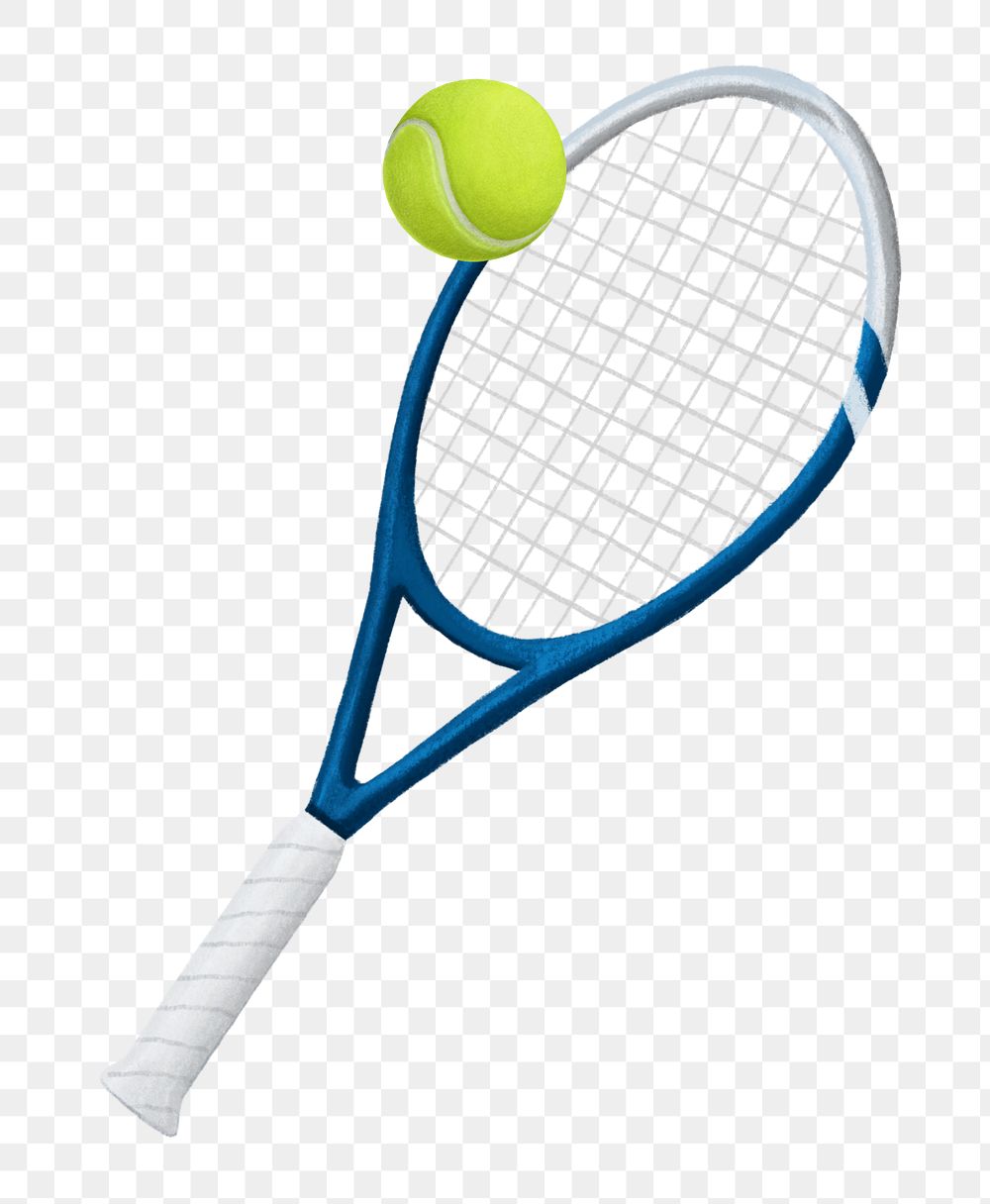 Tennis racket and ball png sticker, sport equipment, transparent background