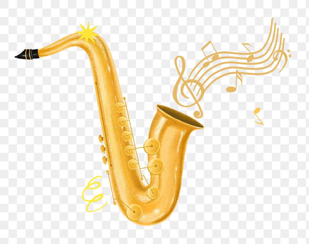 Saxophone aesthetic png, jazz music remix, transparent background