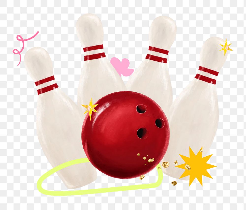 Bowling aesthetic png, entertainment remix, transparent background