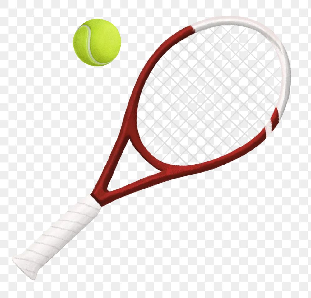 Tennis racket and ball png sticker, sport equipment, transparent background