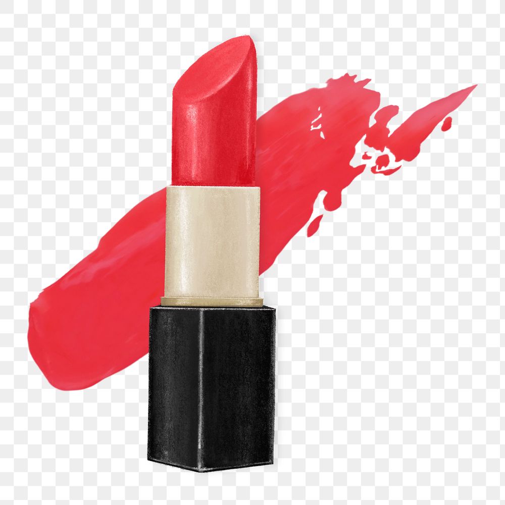 Red lipstick smudge png sticker, makeup illustration, transparent background