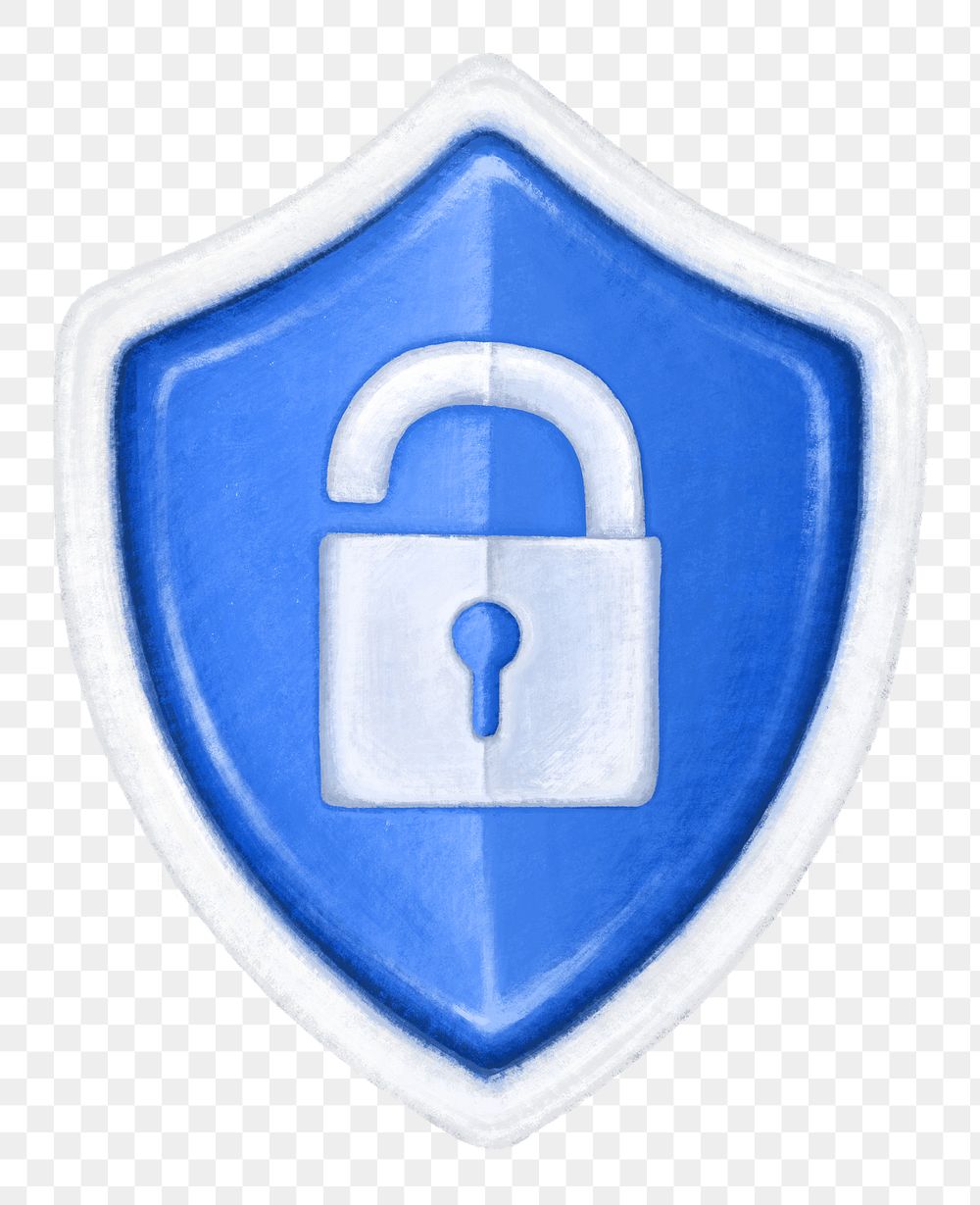 Padlock shield png, security protection graphic, transparent background