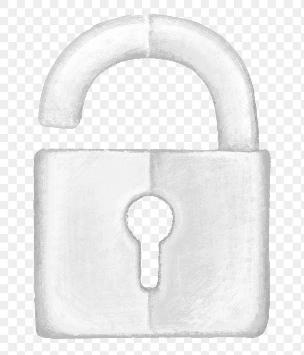 White padlock png, transparent background