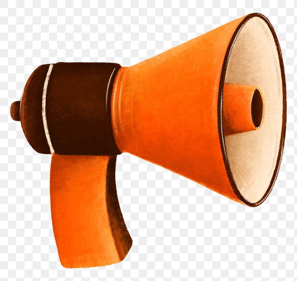 Orange megaphone png, marketing tool illustration, transparent background