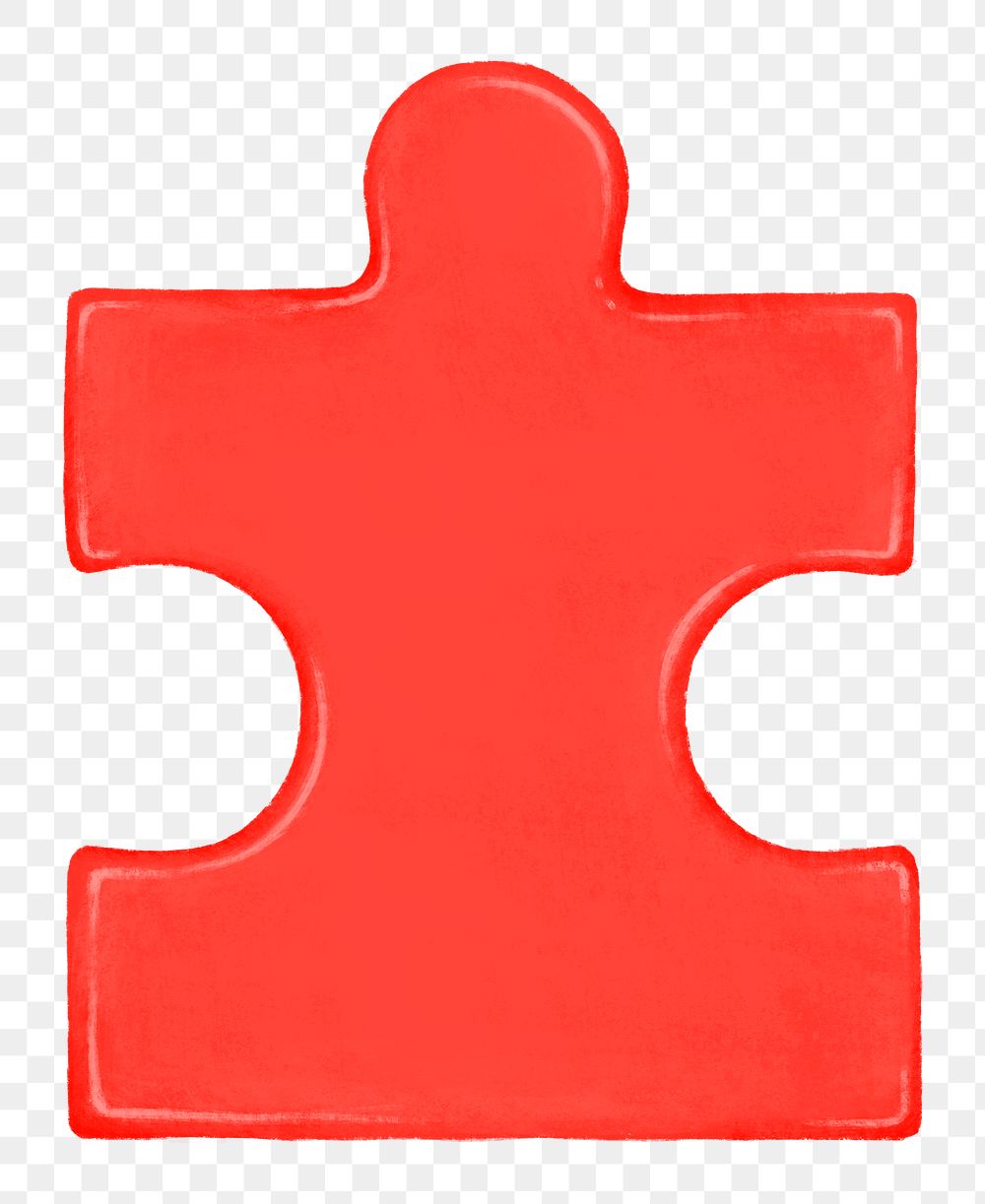 Red jigsaw puzzle png sticker, transparent background