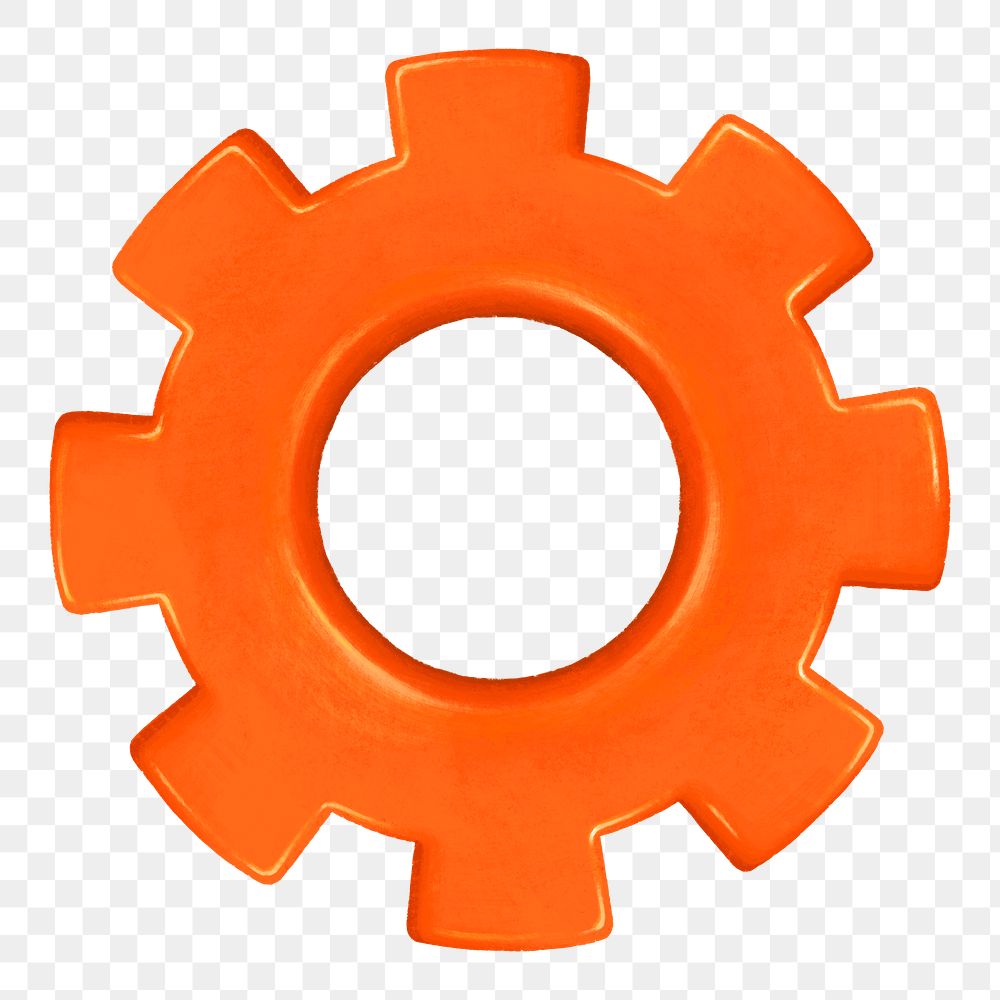 Orange cogwheel png, business element graphic, transparent background