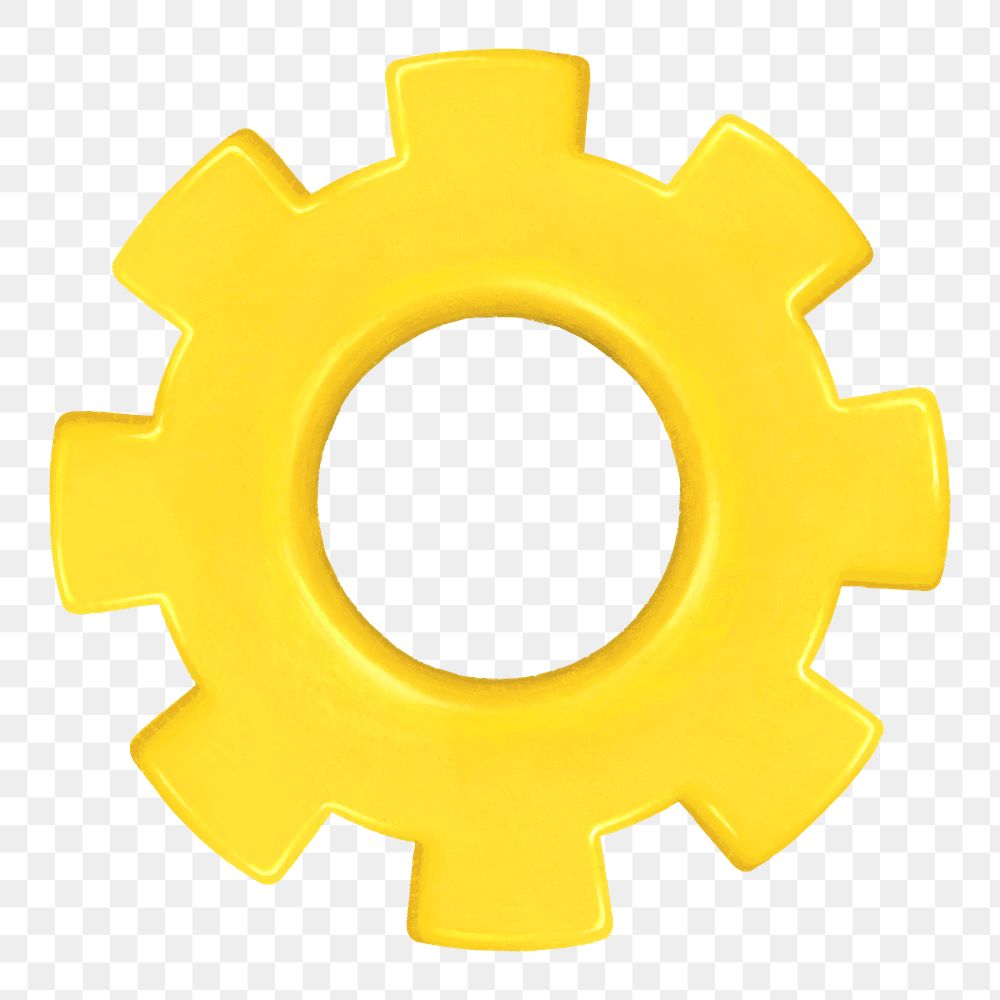 Yellow cogwheel png, business element graphic, transparent background