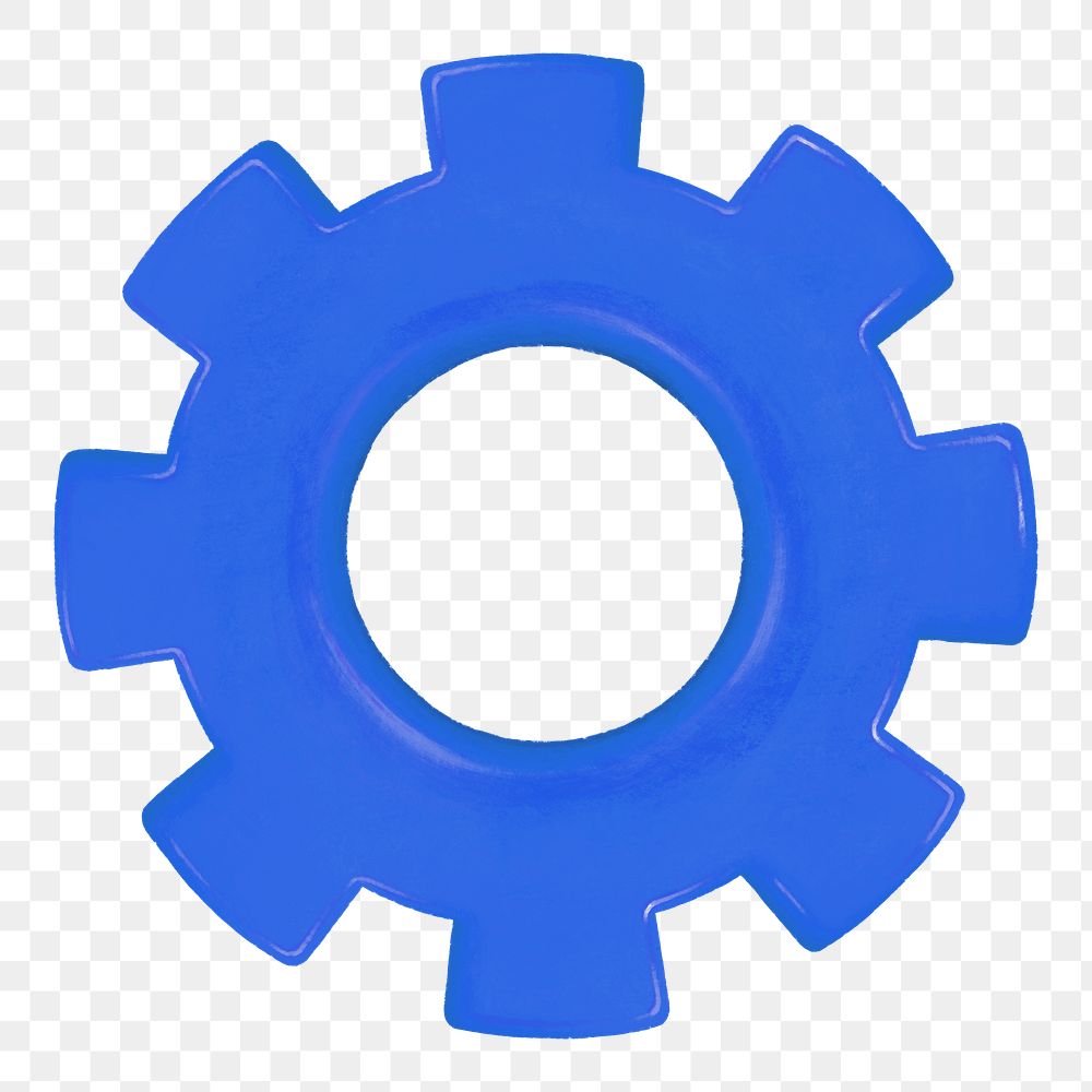 Blue cogwheel png, business element graphic, transparent background