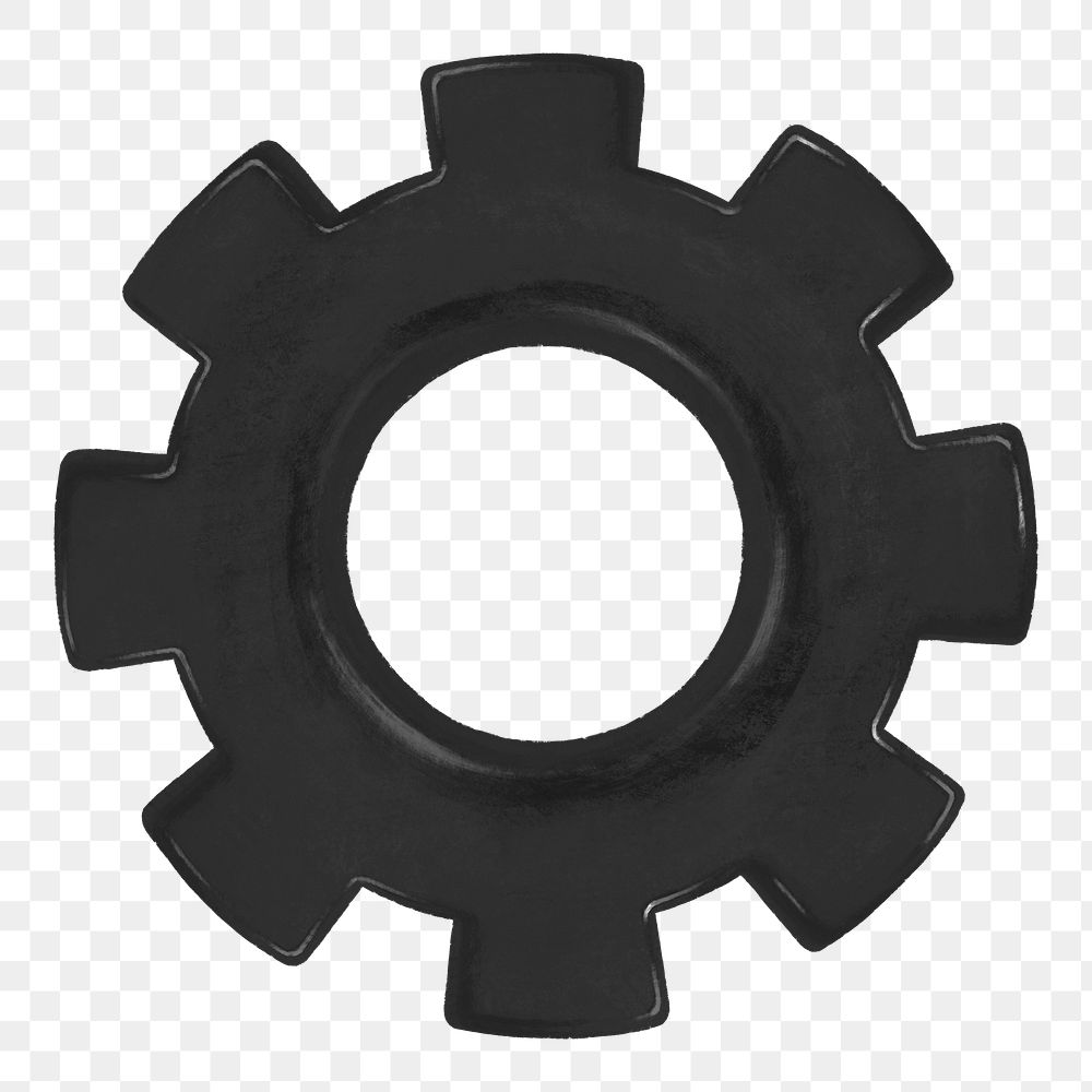 Black cogwheel png, business element graphic, transparent background